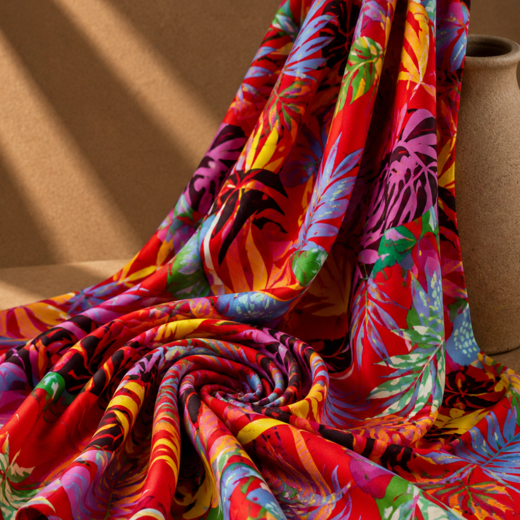 FLORA: Popeline viscose imprimé floral exotique
