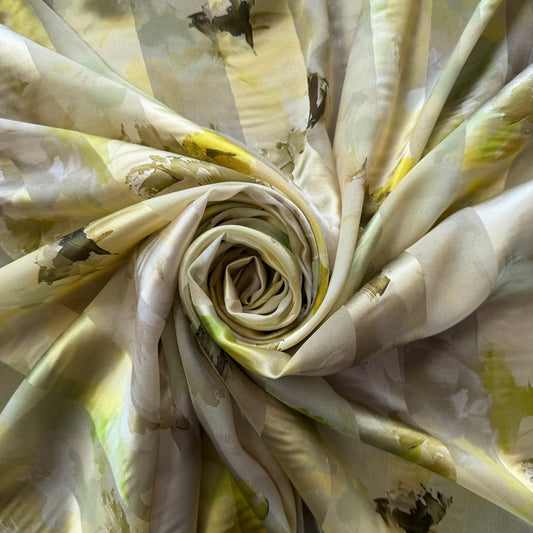 MAGNOLIA : Bande satin imprimé floral effet peinture