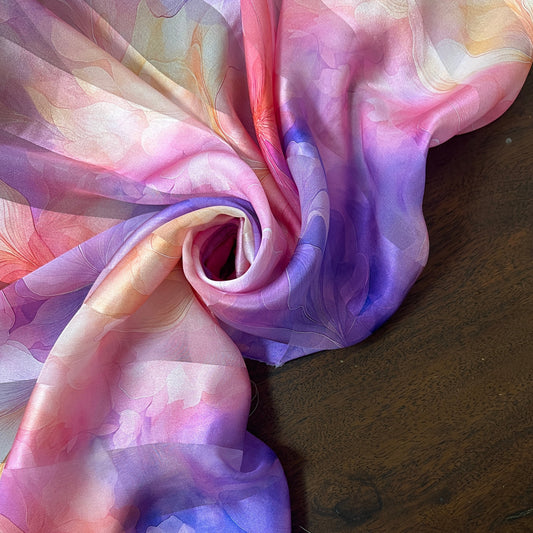 MANON : Bande satin imprimée motif dégradé floral