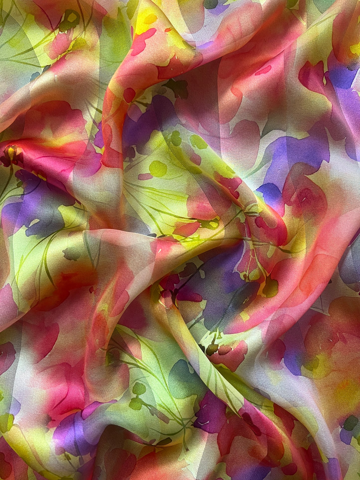 ORISA : Bande satin imprimé floral effet aquarelle