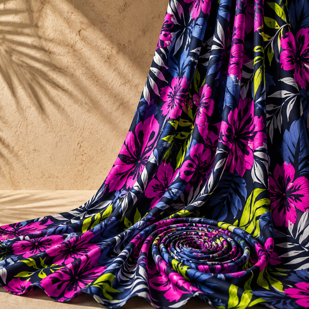 BETHANY: Hibiscus Graphic Print Mesh