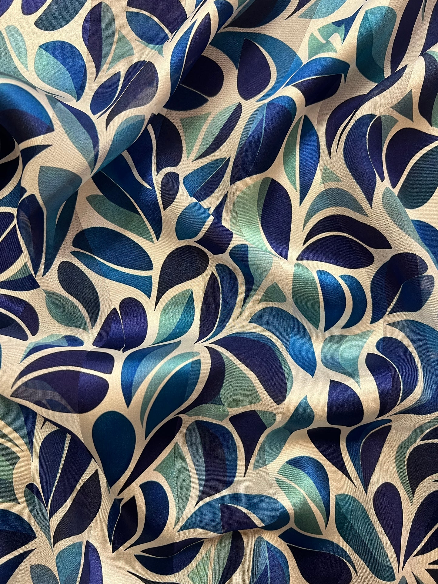 LUCIE : Bande satin imprimé floral géométrique