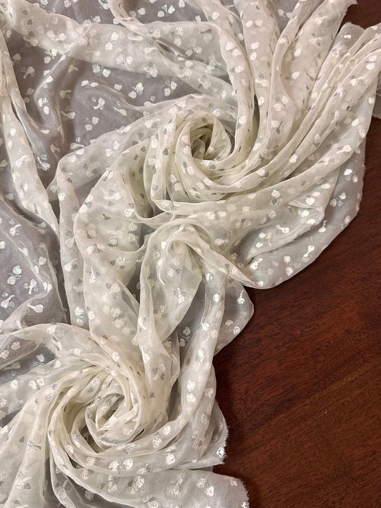 OLIGENA: Mousseline de soie effet plumetis irisé