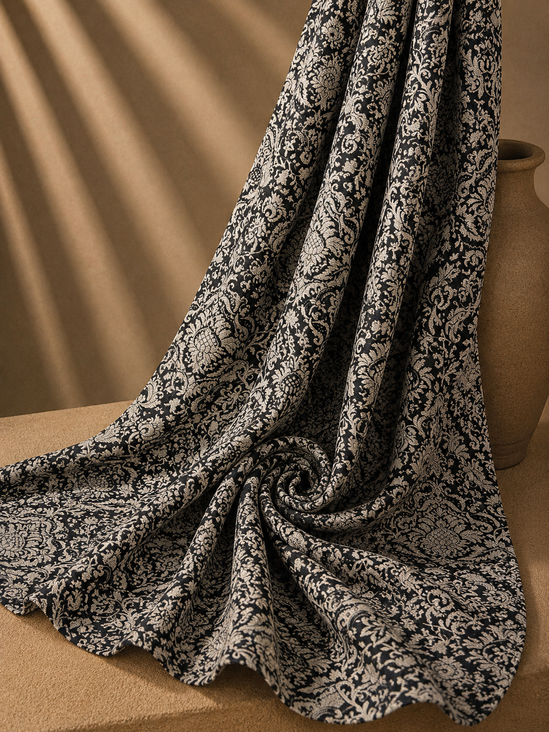 CALYPSO: Drap de viscose imprimé fleurs abstraites