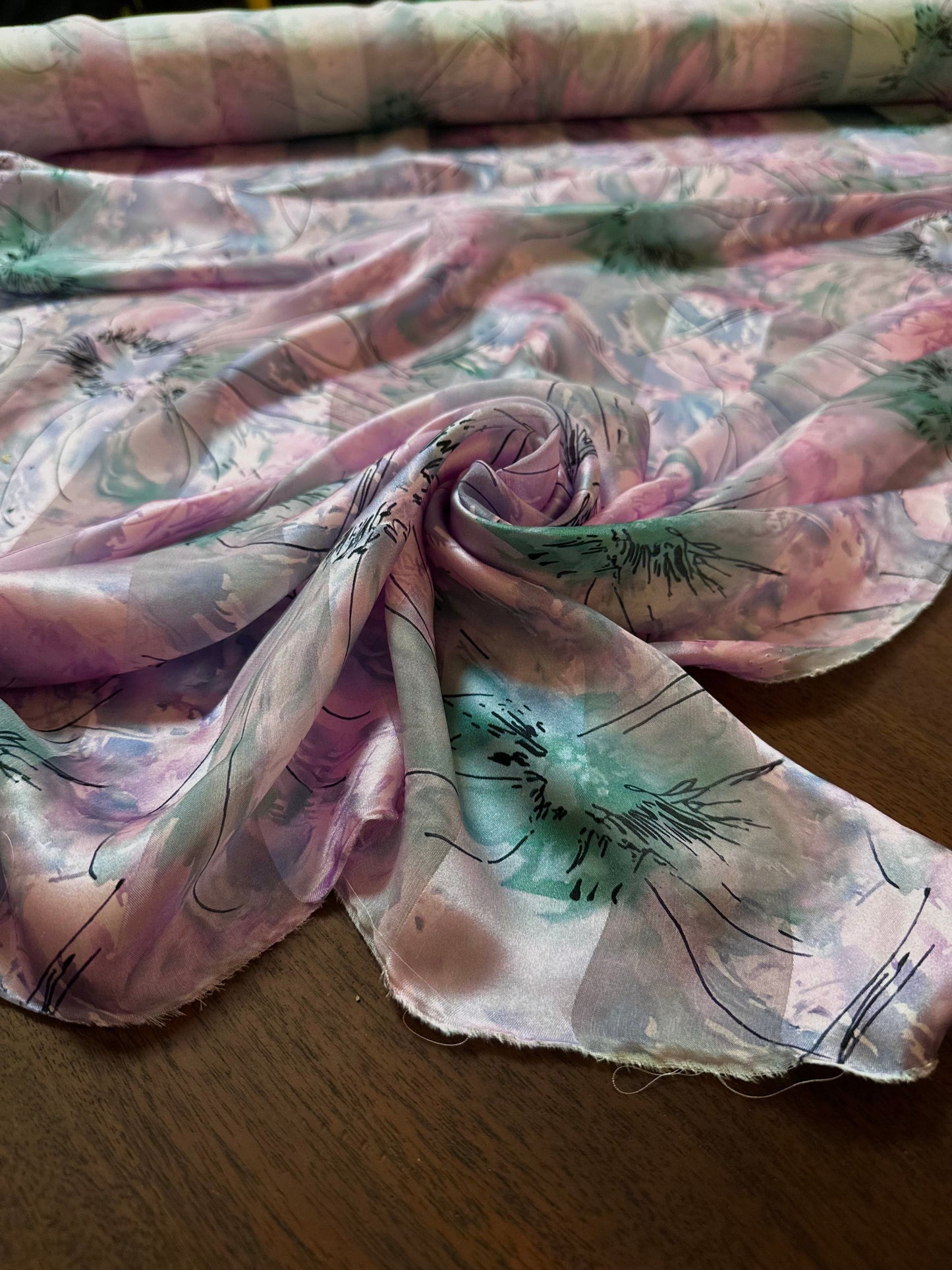 EMMY: Bande satin imprimé soie