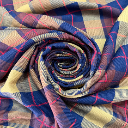 THÉO : Coton imprimé effet tartan vintage