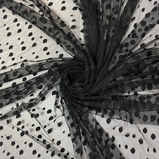 IRIS : Tulle motif petits pois noirs