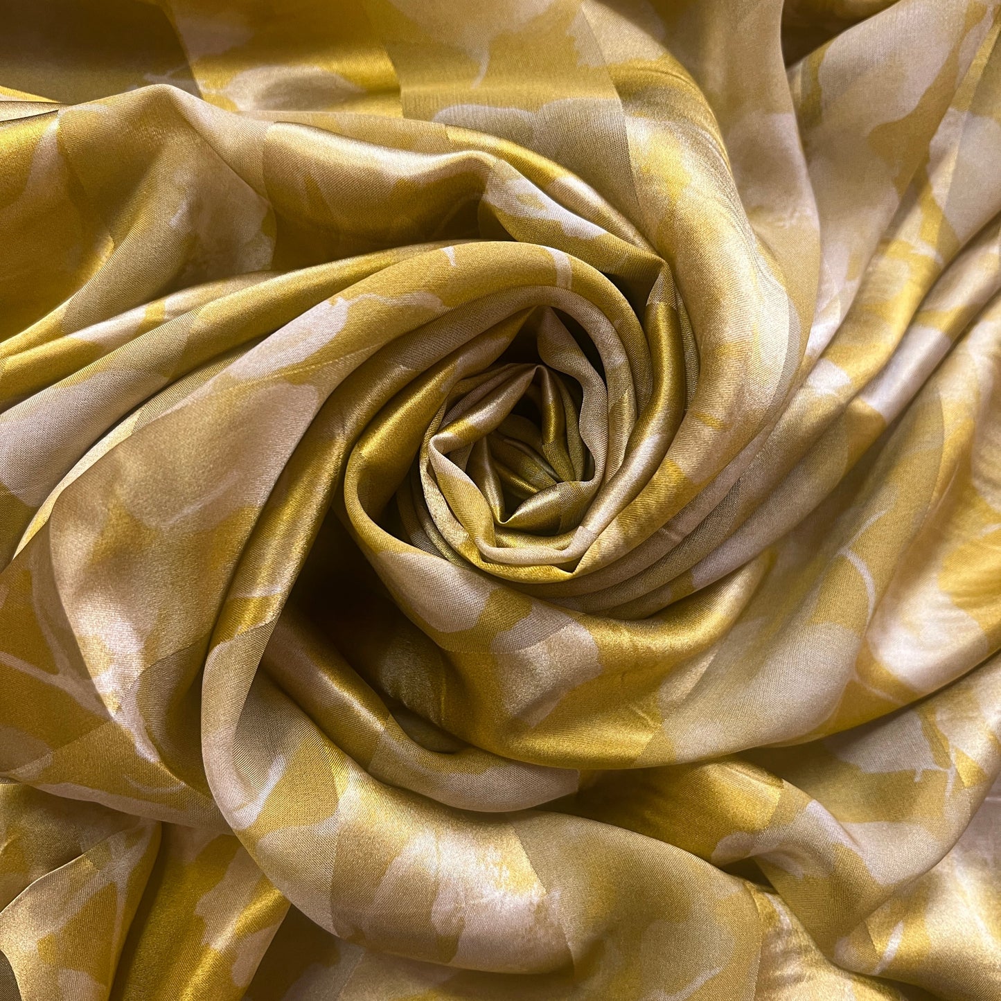 MARINE : Bande satin imprimé fleurs royal