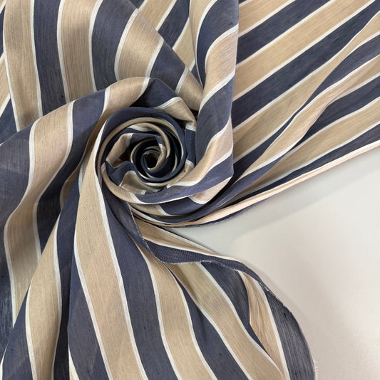 Huber : organza à rayures bleues