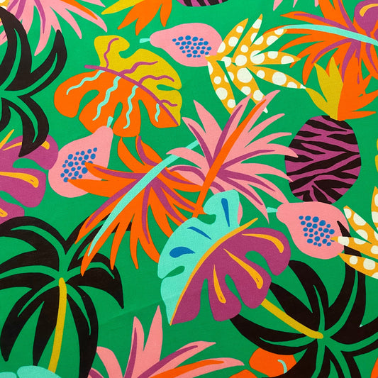EULALIE: Popeline viscose imprimé fleurs hawaïennes