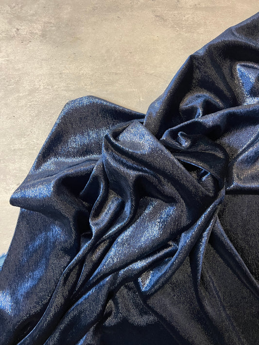 STELLA : Velour souple lurex bleu nuit