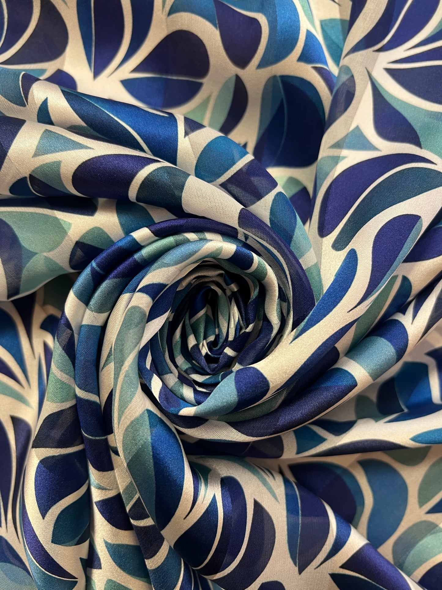 LUCIE : Bande satin imprimé floral géométrique