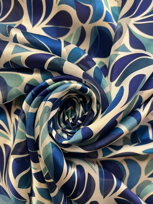 LUCIE : Bande satin imprimé floral géométrique