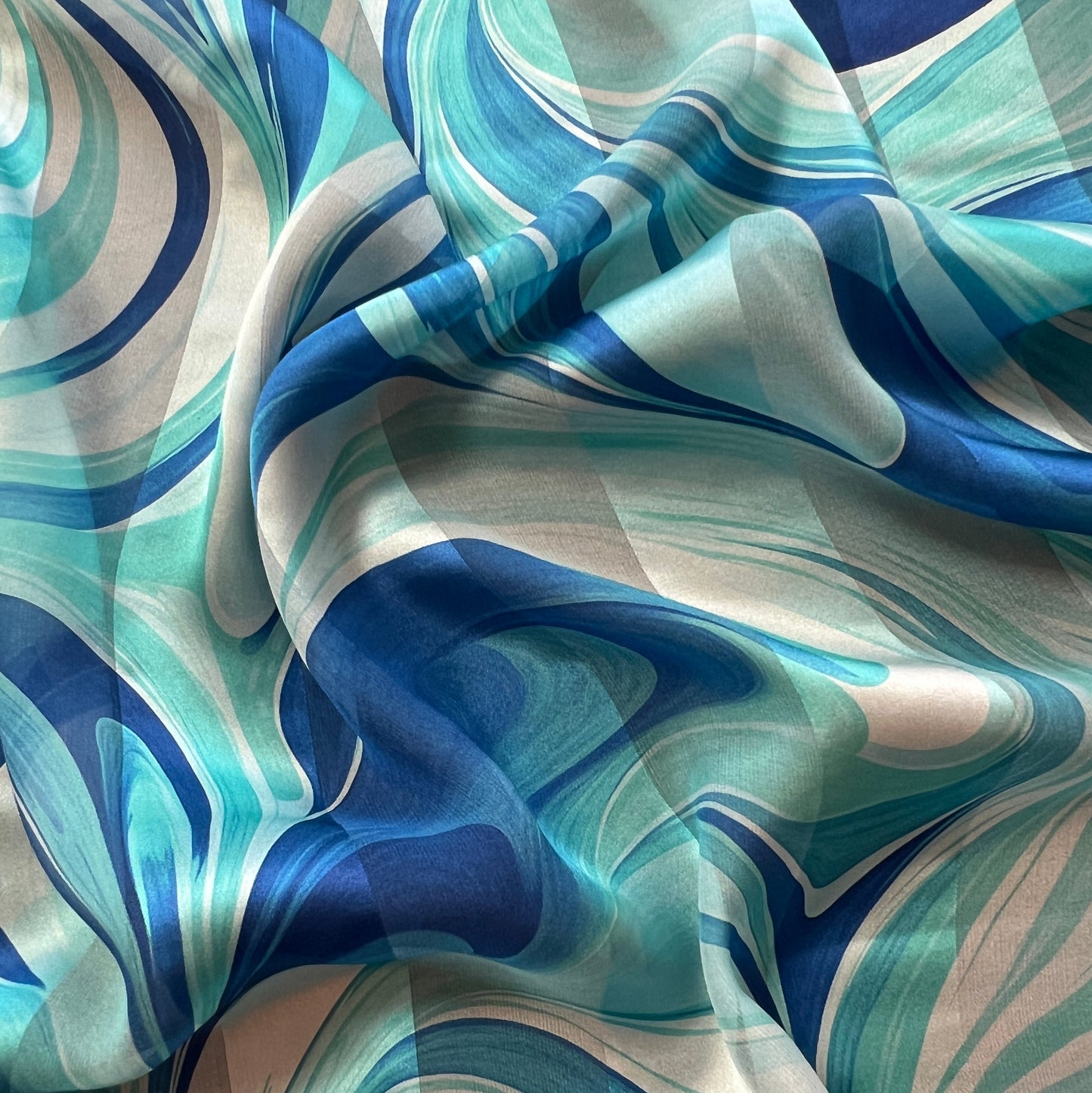 DANIA : Bande satin imprimé motif abstrait marbré