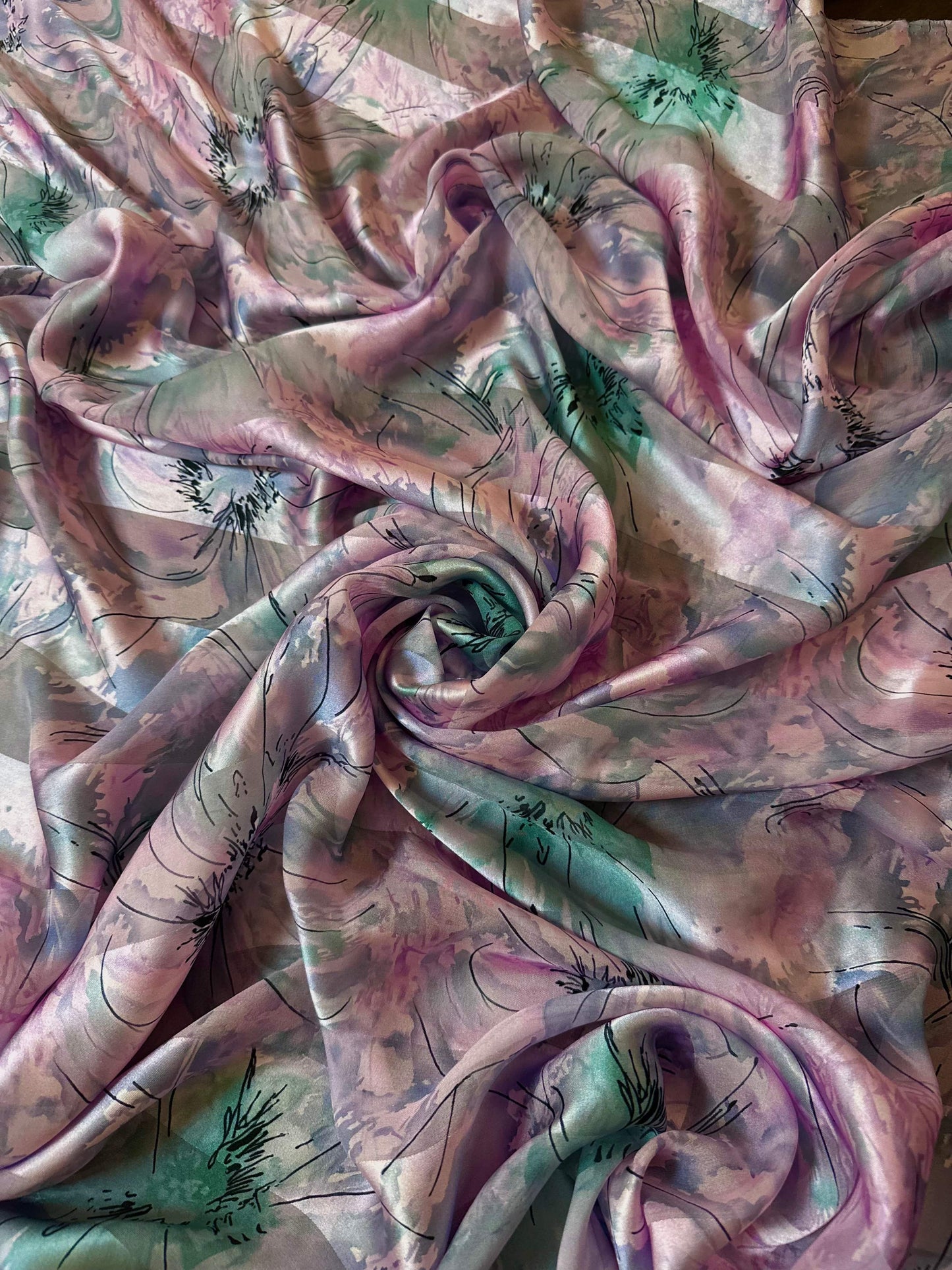 EMMY: Bande satin imprimé soie