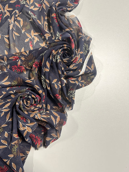 Héra : Mousseline feuillage floral vintage
