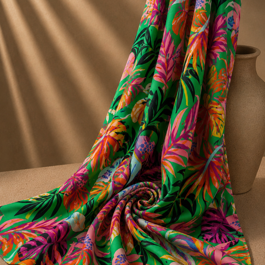 EULALIE: Hawaiian floral print viscose poplin