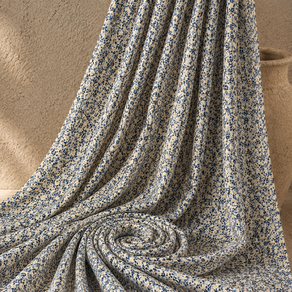 Stacy: Crêpe viscose effet peinture florale