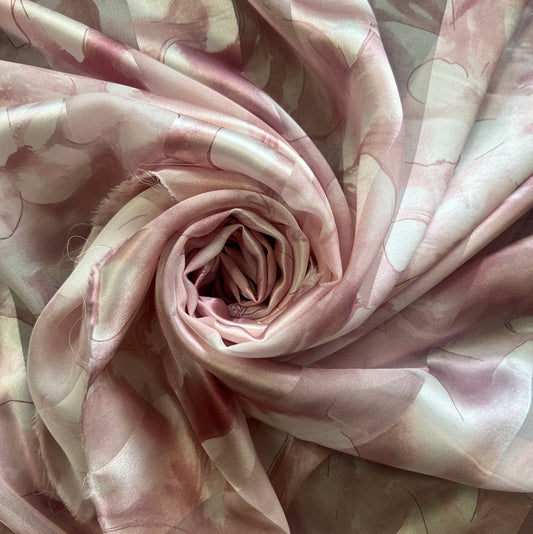 Paloma : bande satin à motifs fleurs roses