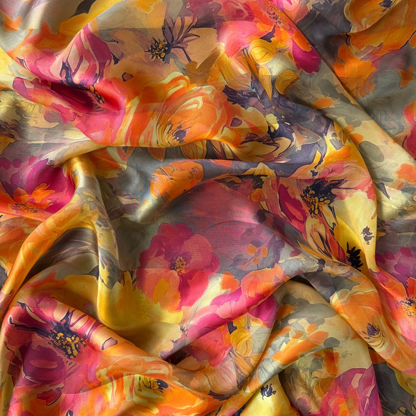 MIRA : Bande satin imprimé floral automnales