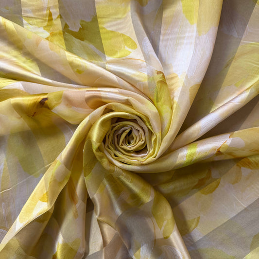 ALTHÉA : Bande satin imprimé floral jaune