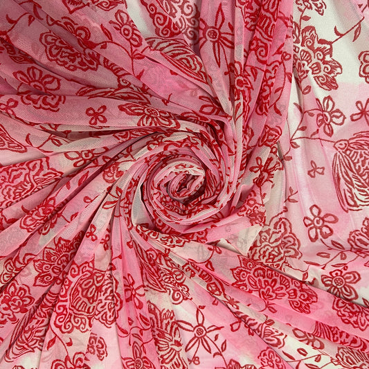 AMY : Tulle imprimė motif fleurs romantiques