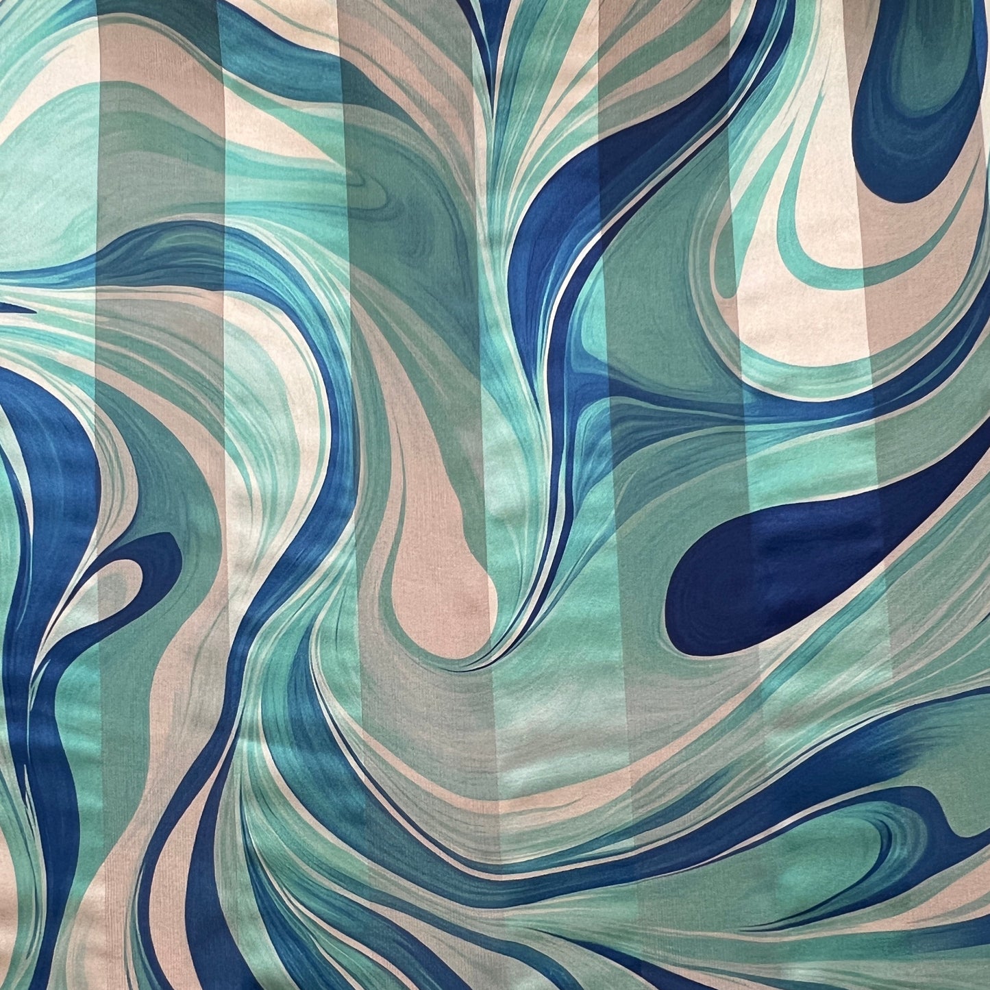 DANIA : Bande satin imprimé motif abstrait marbré