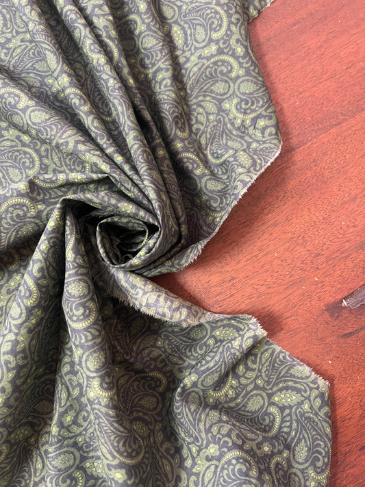 AGLAÉ: Green paisley print cotton poplin