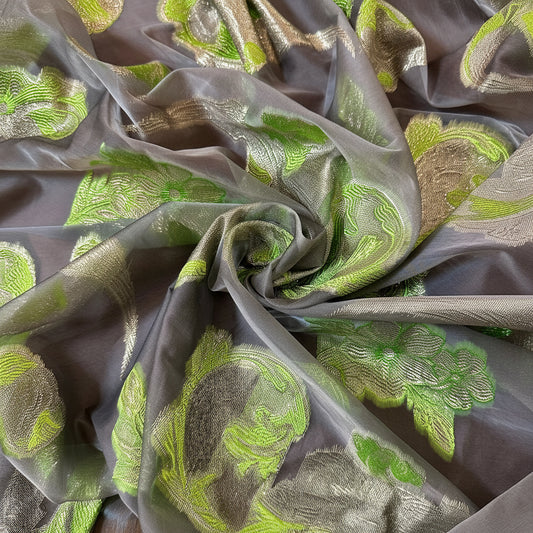 FIO: Organza de soie brodé floral