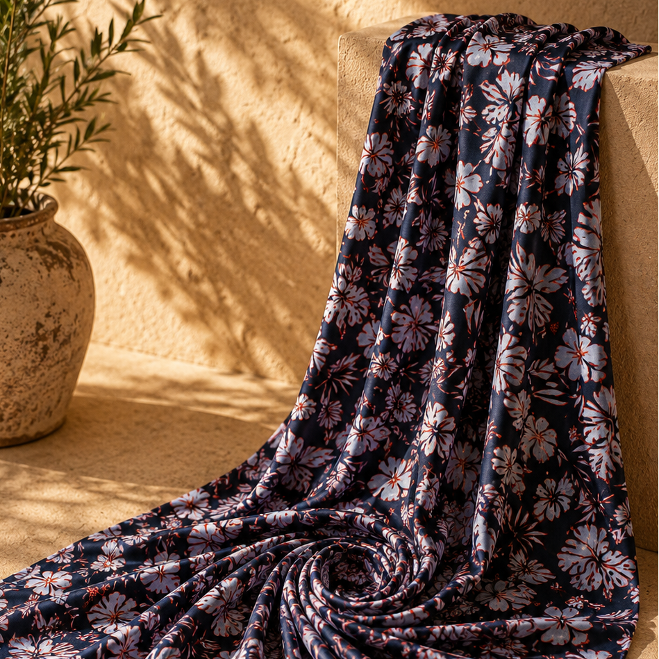 ALOHA: Hibiscus print mesh