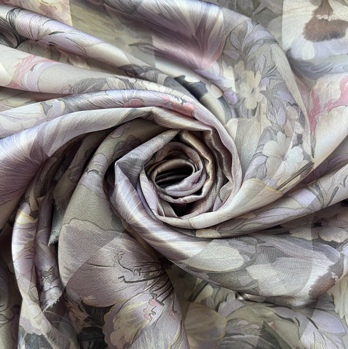 Lola:bande satin à motifs fleurs jaunes ,rose et violet