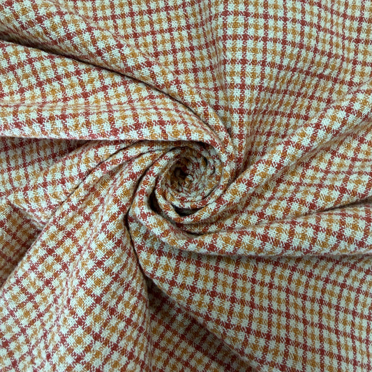 MAILLA : Coton carreaux micro vichy terracotta et écru