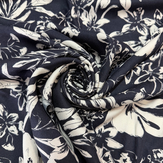 NOÉMIE : Coton imprimé floral monochrome