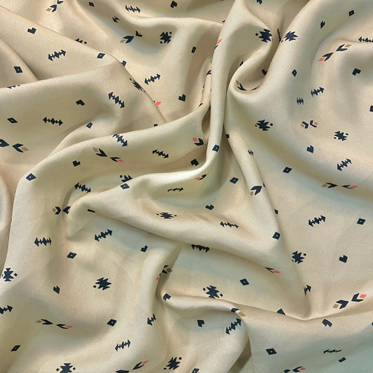 JEMAÏLI: Drap de viscose imprimé ethnique minimaliste