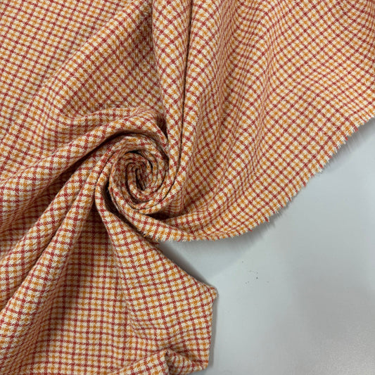 MAILLA : Coton carreaux micro vichy terracotta et écru