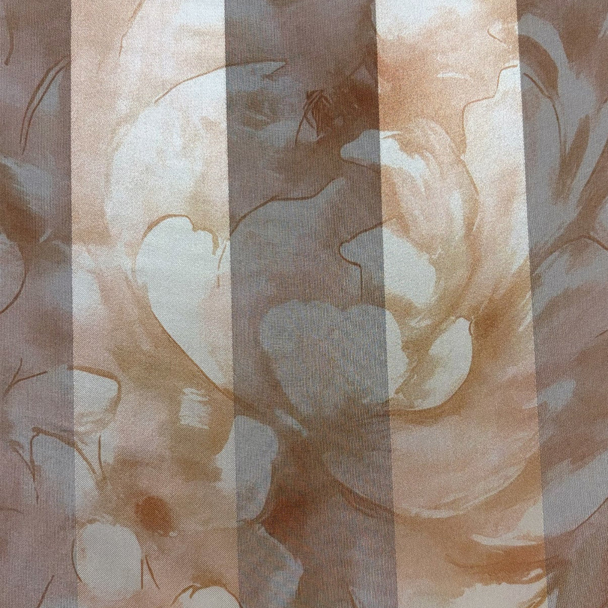 TAMSIN : Bande satin imprimé floral beige sable, taupe et ivoire