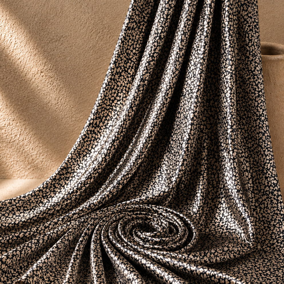 MASDA: Graphic print silk satin