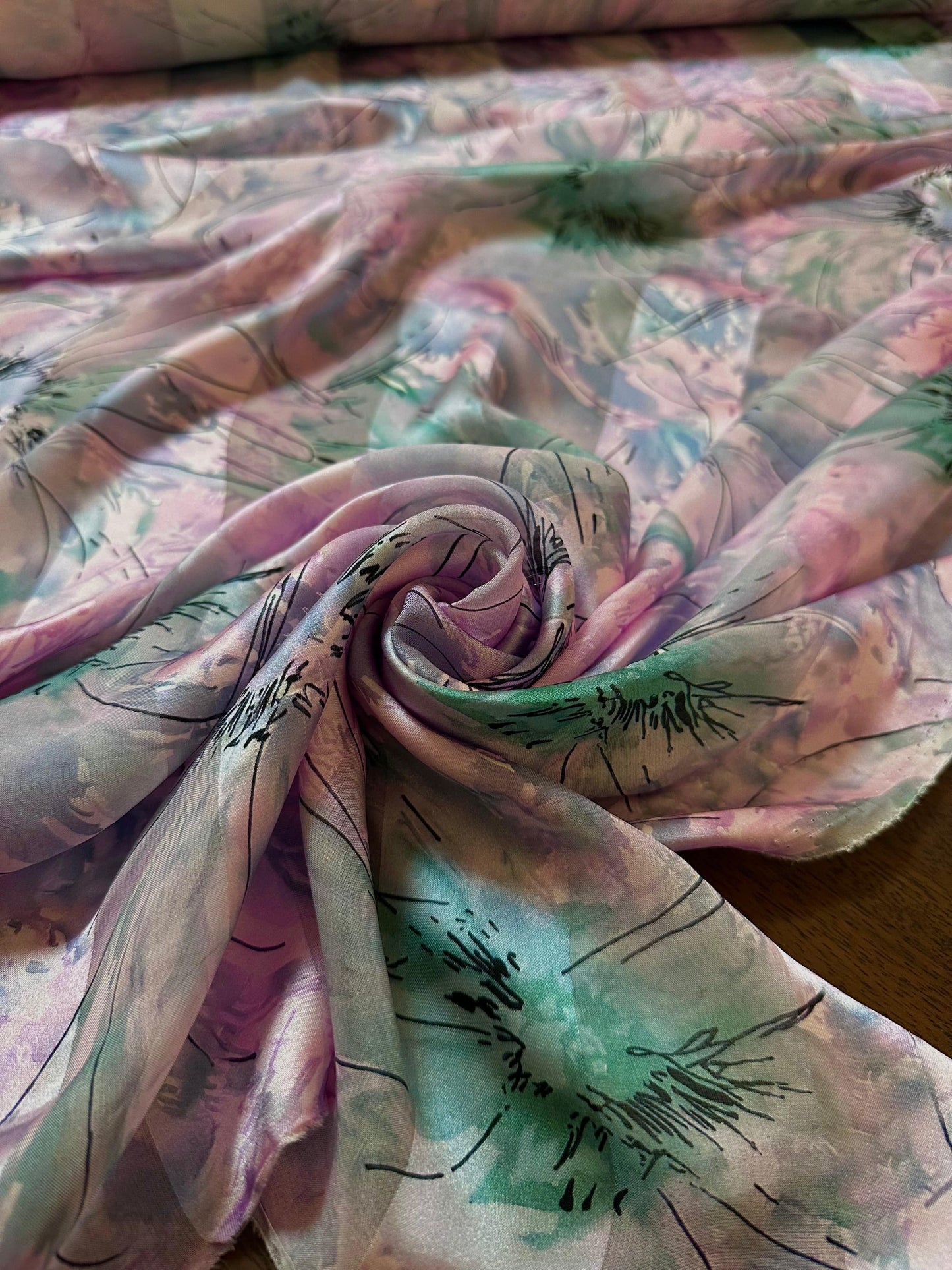 EMMY: Bande satin imprimé soie