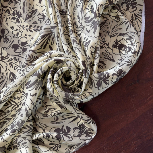 LIORA : Bande satin imprimé floral effet dessin