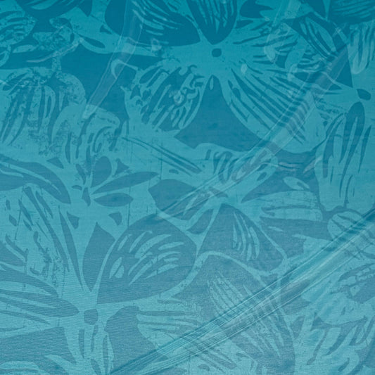 BLOOM : Tulle imprimé motif grosses fleurs bleues