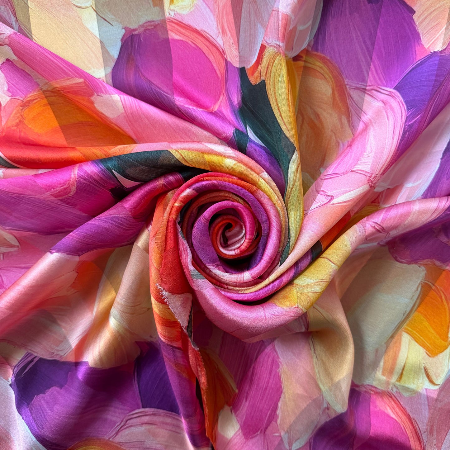 ONDINE : Bande satin imprimé floral tulipes