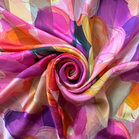 ONDINE : Bande satin imprimé floral tulipes