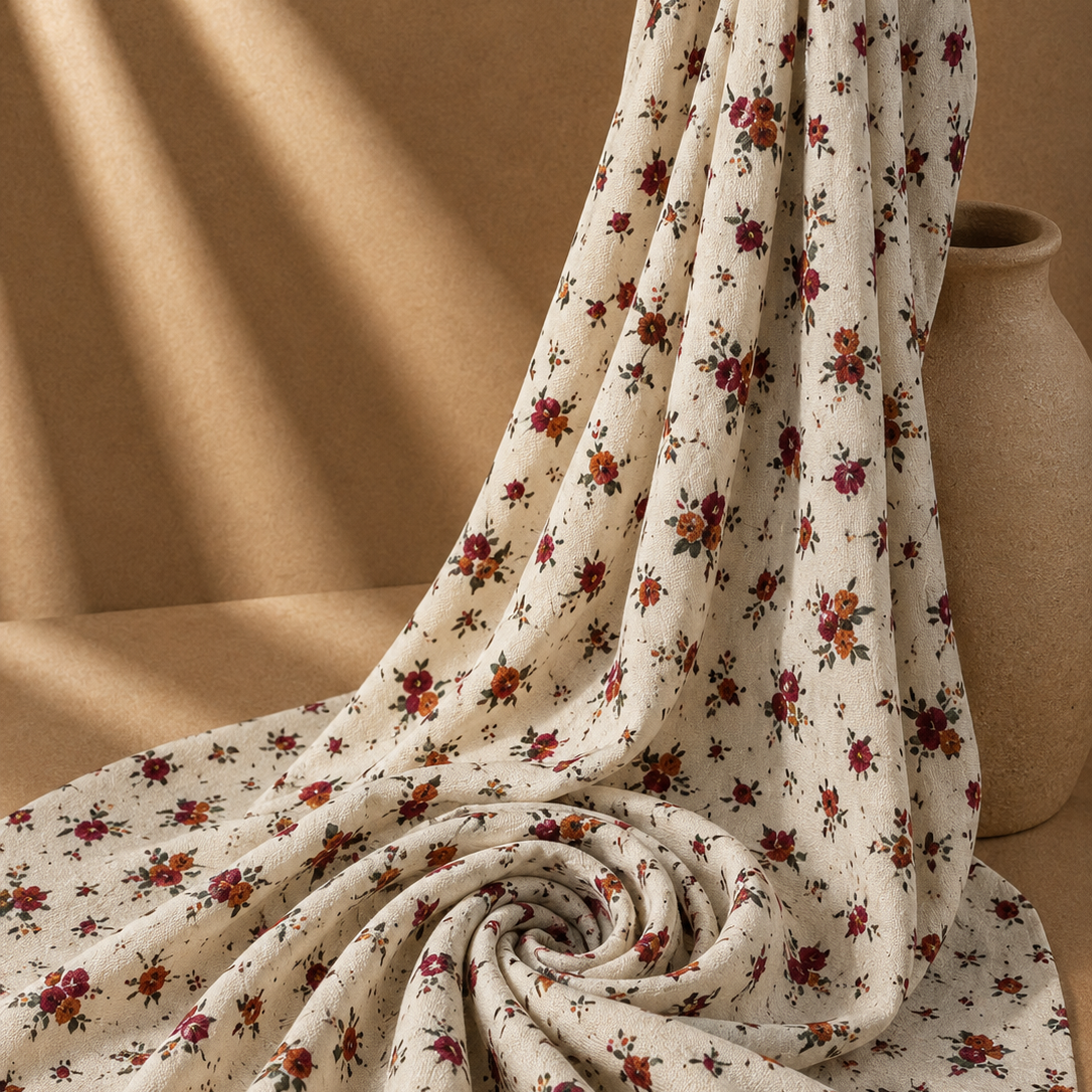 ARMYNDA: Drap de viscose imprimé floral vintage