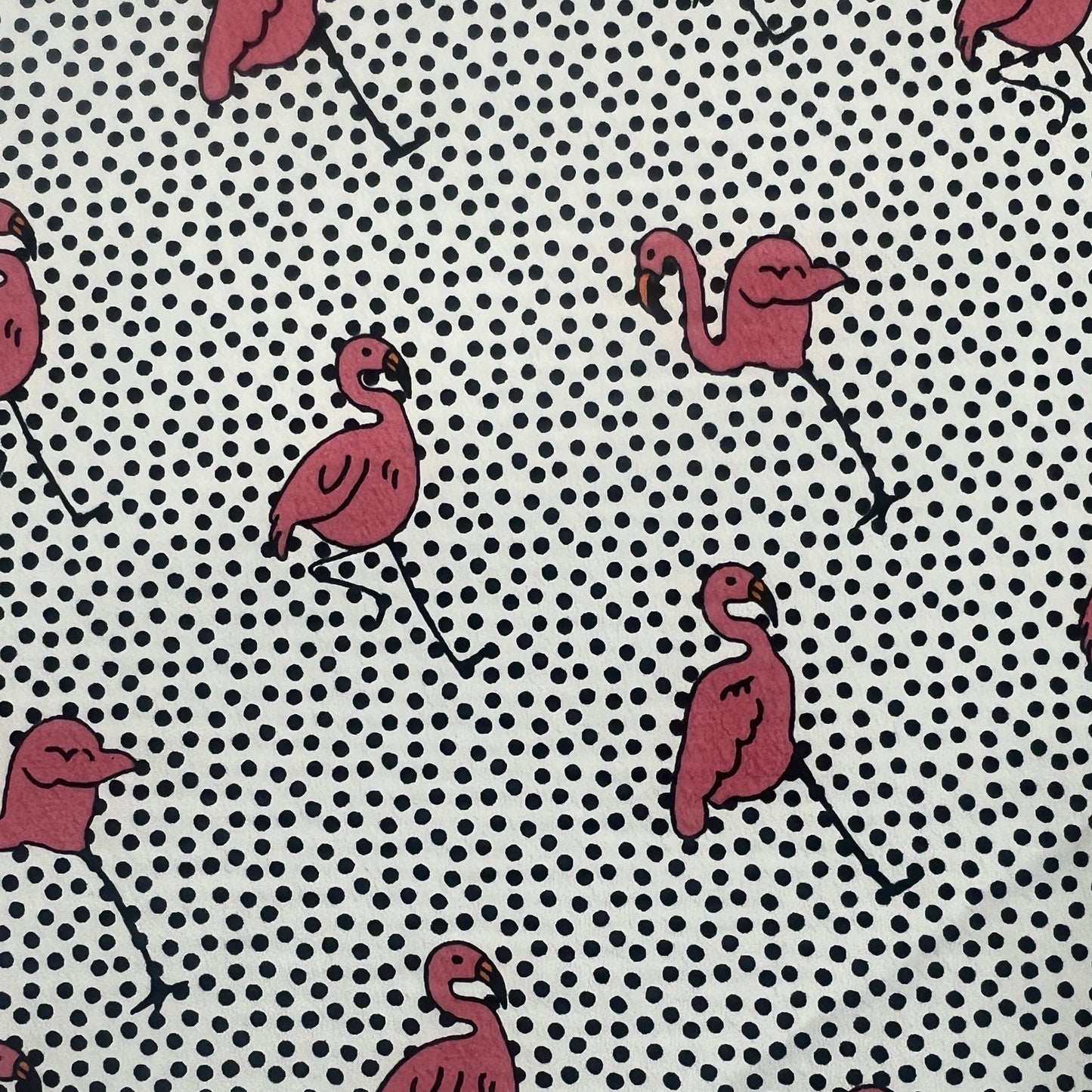 COUPON : CRÈPE IMPRIMÉ FLAMANTS ROSE