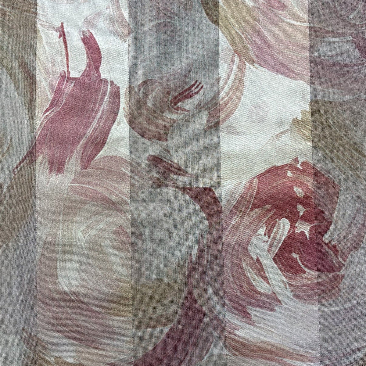 EUDORA : Bande satin imprimé artistique vieux rose, taupe et beige