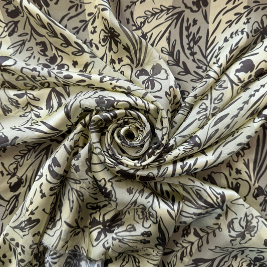 LIORA : Bande satin imprimé floral effet dessin