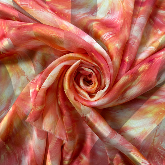 CASSANDRA : Bande satin imprimé floral artistique effet aquarelle