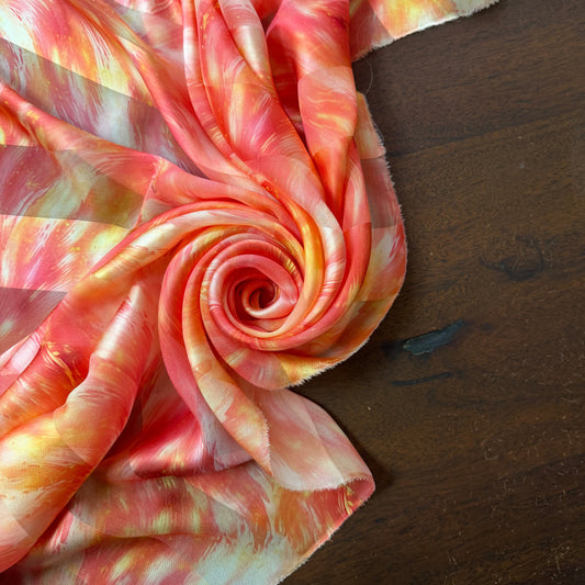 CASSANDRA : Bande satin imprimé floral artistique effet aquarelle