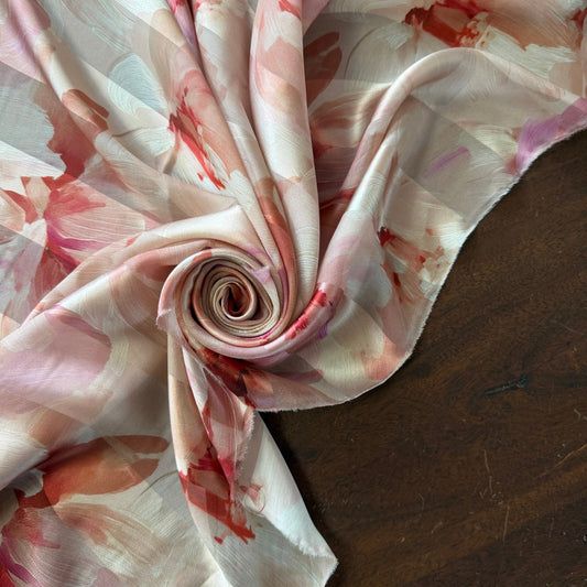 CALISTA : Bande satin imprimé floral romantique