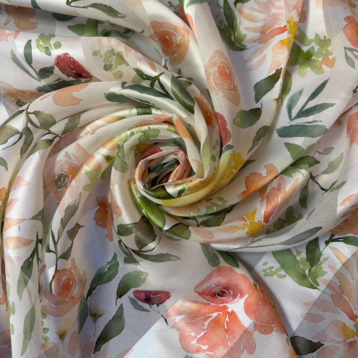 ISALINE : bande satin imprimé floral aquarelle